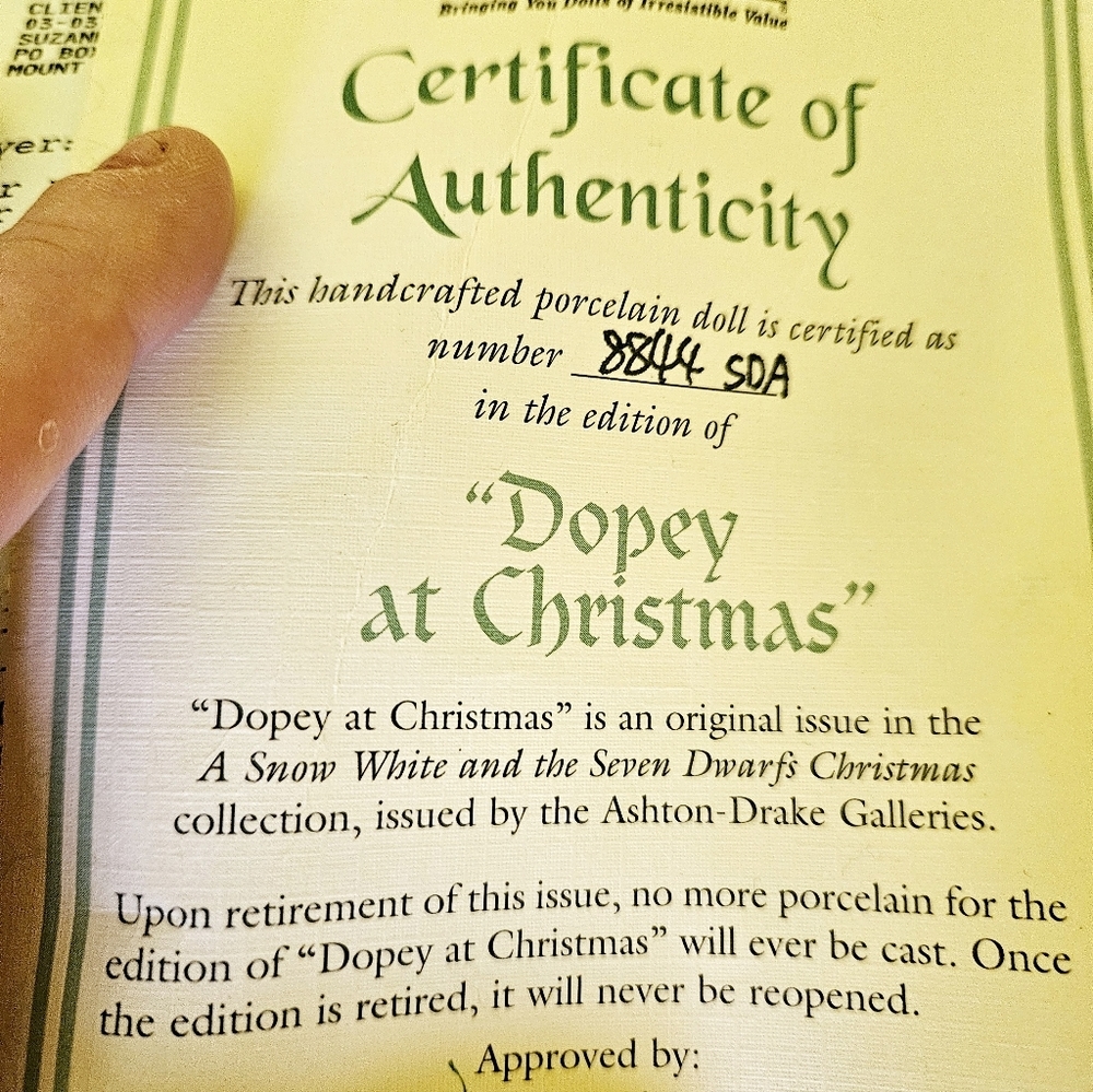 RARE ASHTON DRAKE LIMITED EDITION BRAND NEW DOPEY AND HAPPY FIGURES - Picture 5 of 6